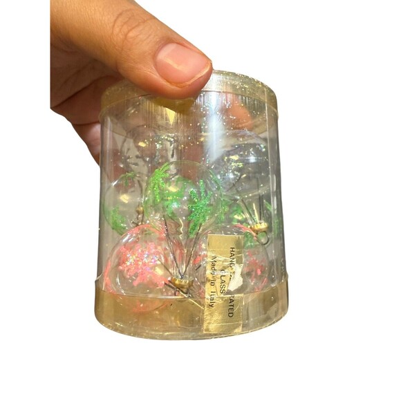 Pier 1 Italy Mini Clear Curated Glass Christmas Ornaments Glitter Lot of 21 - Picture 8 of 10